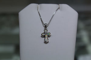 Small Tribal Style Sterling Silver Opal Cross