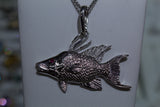 Large Sterling Silver Hogfish Pendant with Ruby Eye