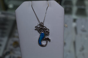 Kissing Sterling Silver Mermaid With Opal Inlay