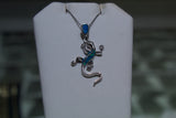 Sterling Silver Gecko Pendant Charm With Opal Inlay