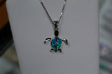 Small Turtle Pendant with Blue & Green Opal