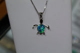 Small Turtle Pendant with Blue & Green Opal