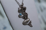Unique Sterling Silver Sitting Large Mermaid Holding Blue Larimar