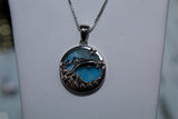 Beautiful Sterling Silver Jumping Dolphin with Blue Larimar Stone Inlay
