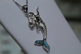 Gorgeous Silver Mermaid with Blue Larimar Fins