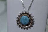 Sterling Silver Sun with  Larimar and White Topaz