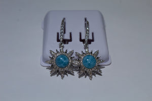 Bright Sun Earrings With Blue Larimar And White Topaz