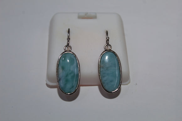 Oval Teardrop Blue Larimar Earrings