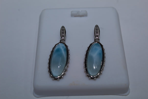 Blue Larimar Oval Earrings