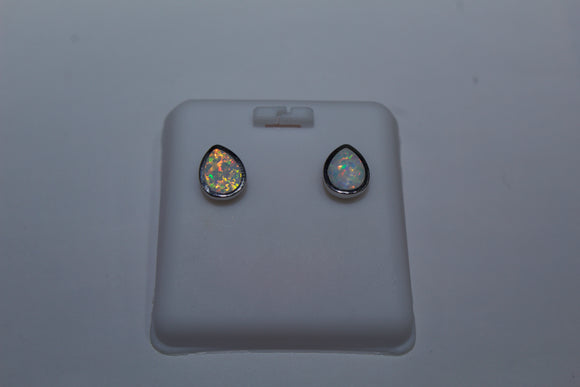 Studded Small Teardrop Opal Earrings