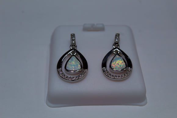 Teardrop Earrings with Triangle Opal Stone