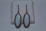 Elongated Opal Sterling Silver Earrings