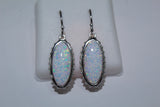 Elongated Opal Sterling Silver Dangling Earrings