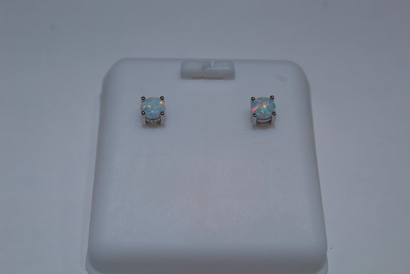 Petite Round Opal Earrings