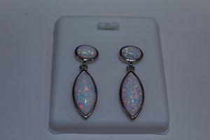 Dangling TeardropSterling Earrings With Opal Inlay