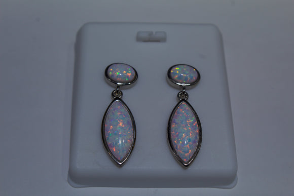 Dangling TeardropSterling Earrings With Opal Inlay