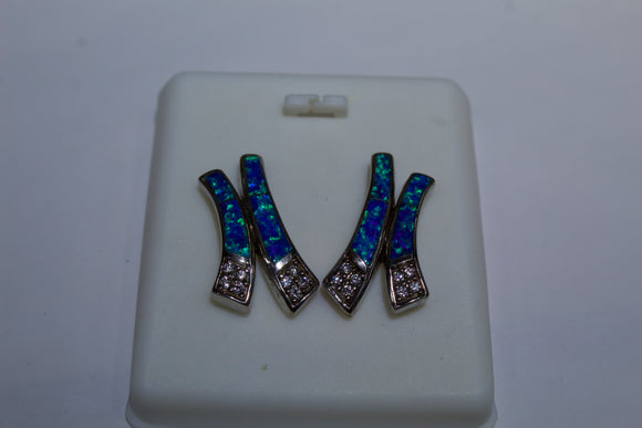 Designer Styled Blue Opal Earrings