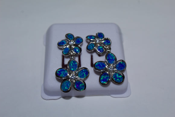 Sterling Silver Floral Opal Inlayed Earrings