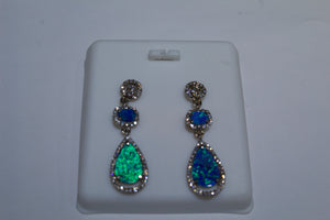 Glittering Opal Earrings & White Zircon
