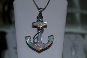 Medium size white anchor necklace pendant