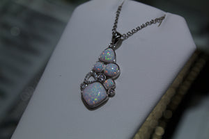 Opal Necklace Chandelier Studded with Cubic Zirconia 