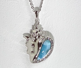 Silver Conch Shell Larimar Inlay