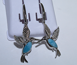 Stylish Flying Hummingbirds with Subtle Blue Larimar Stones