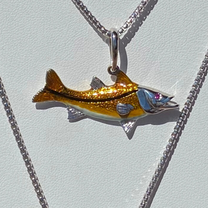 Sterling Silver Enameled Yellow Snook Pendant