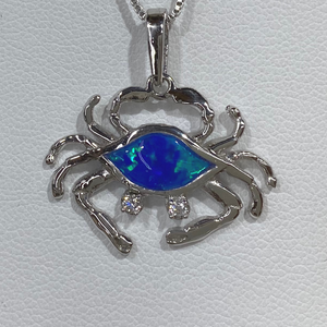 Sterling Silver Medium Crab Opal Inlay Pendant