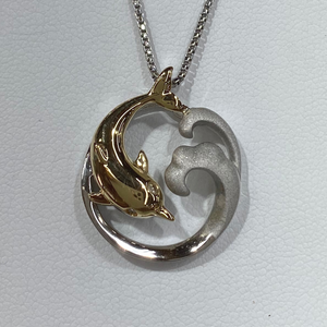 Dolphin Pendant 14K Gold And Silver