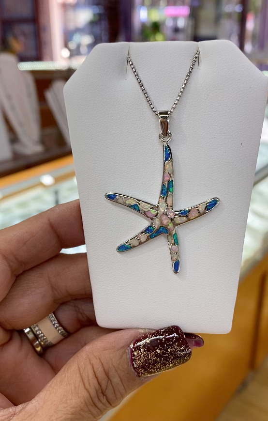 Nina B Slim Starfish Pendant Necklace, Silver at John Lewis & Partners