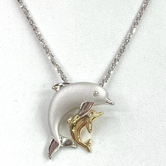Mother & Baby Dolphin Pendant Charm