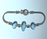 Sterling Silver Larimar Bracelet with 3 gemstones