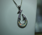 Fish Hook with White Opal Inlay