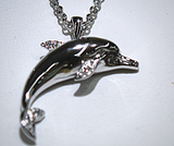 Sterling Silver Small  Dolphin with White Zircon