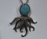 Blue Larimar Octopus With White Zircon