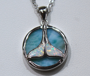 Whale Tail with Opal and Larimar
