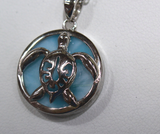 Sterling Silver Turtle Atop Blue Larimar Stone