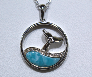Whale Tail with Larimar & White Topaz